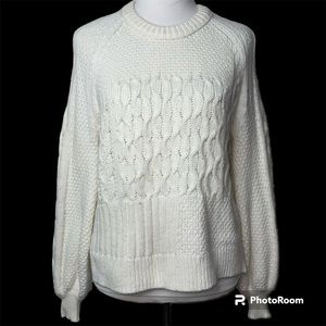 Madewell Sweater Ivory Cable Knit Fisherman Women's Size XS  Style# K5436